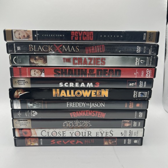 Other - Lot Of 11 Horror DVDs Psycho Halloween Freddy Vs Jason Seven Shaun Of The Dead